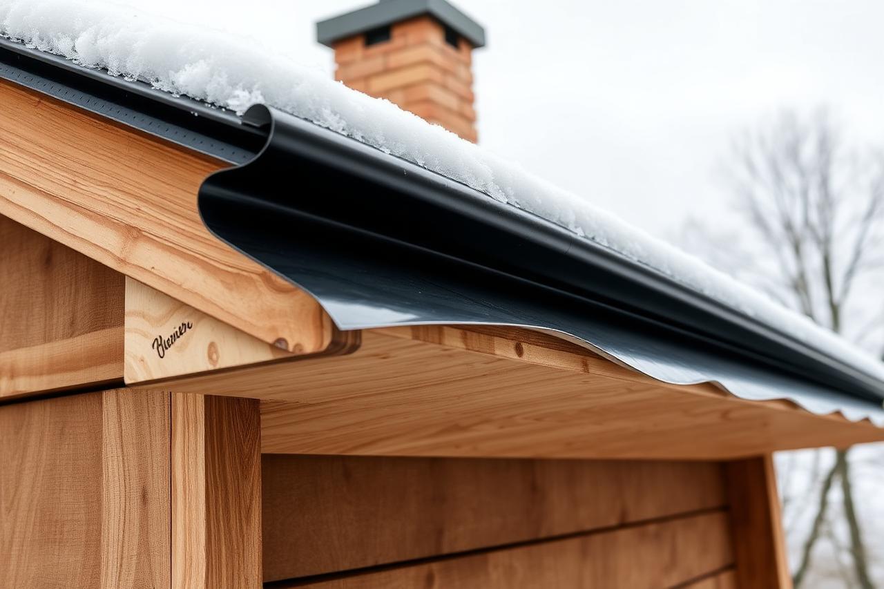 Ice-and-water shield membrane installed along a roof eave over bare decking