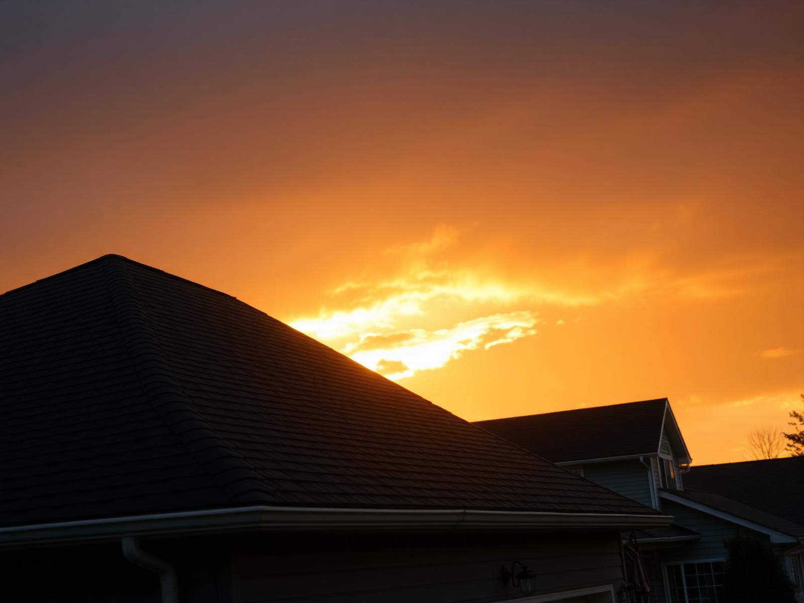 New Jersey home roofline at sunset